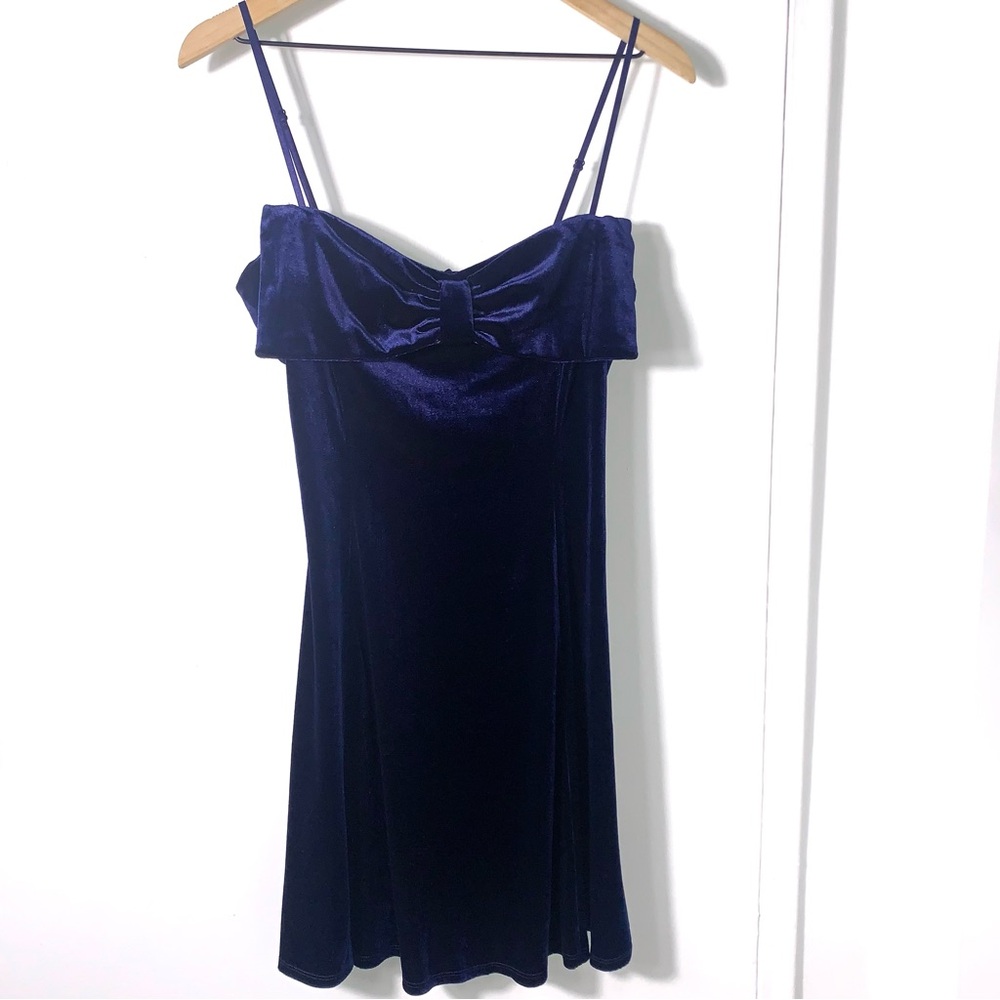Emerald Sundae Royal Blue Velvet Bow  Dress Size XL #summer dress #casual #chic